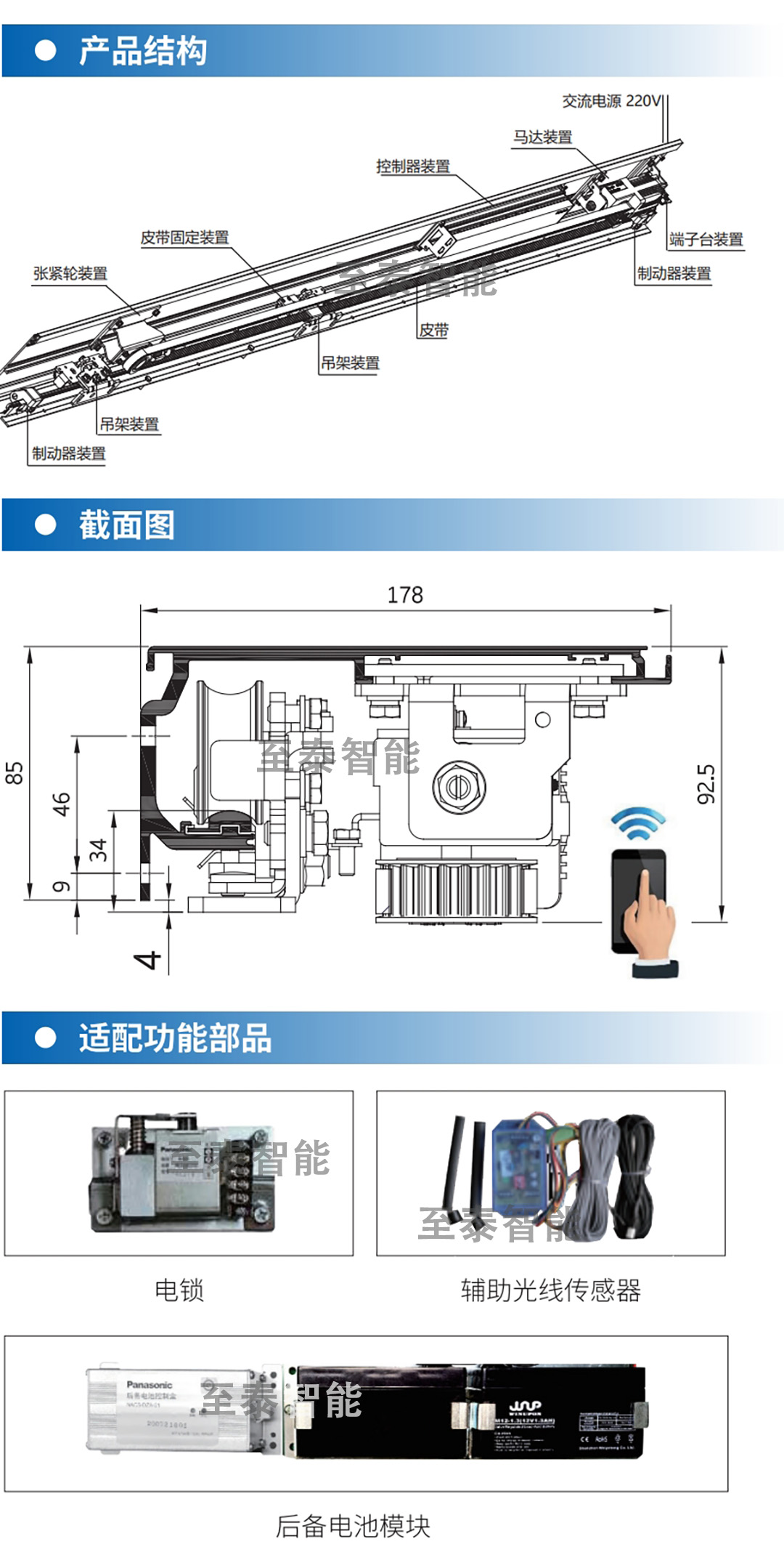松下力帝400KG重型自動平移門機組